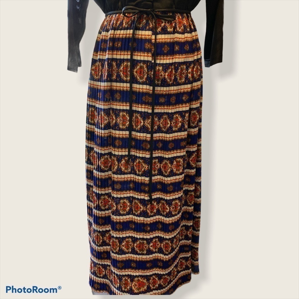Vintage 70’s pleated circle skirt button top dress - Picture 3 of 9
